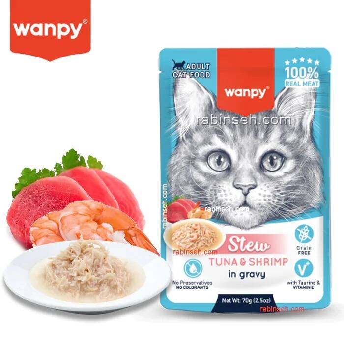 پوچ گربه نچرال ونپی تن و میگو در سس